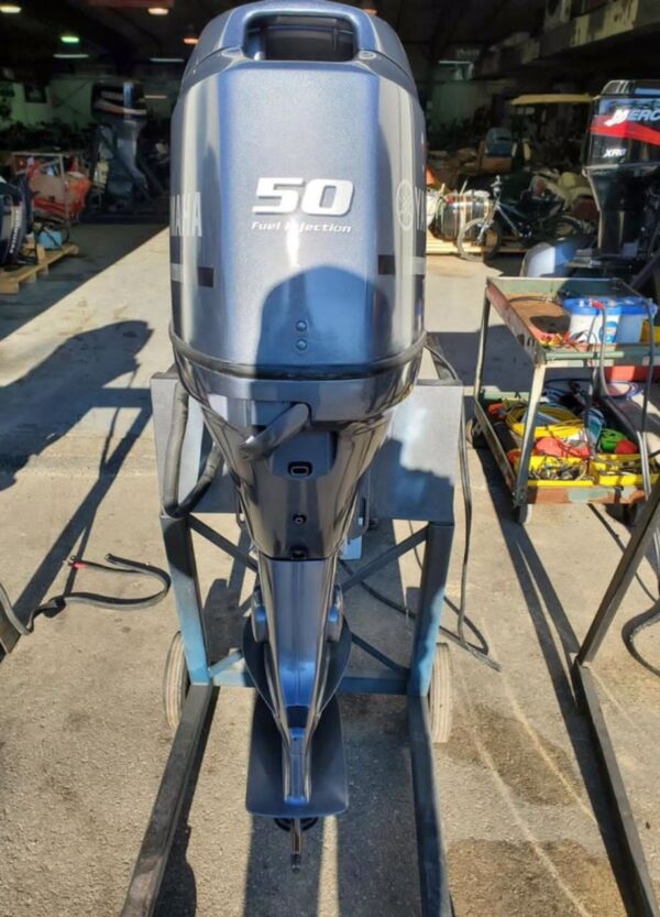 Yamaha 50HP outboard engine with fuel injection on a mid-sized boat